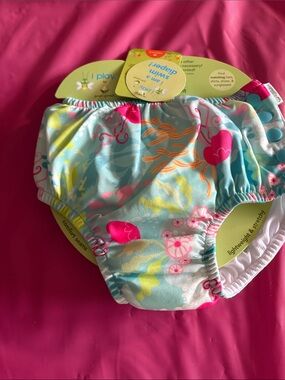 i play. Floral Aqua & Pink Swim Diaper